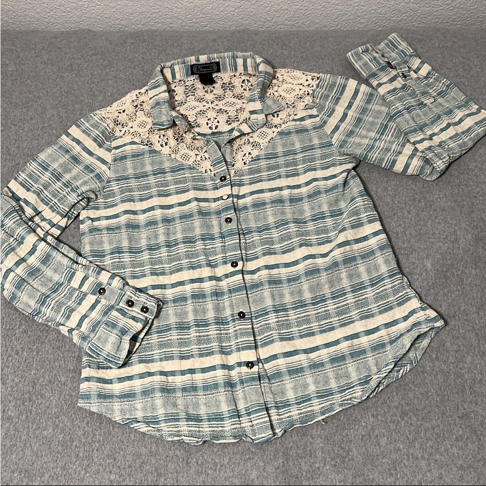 Womens Shyanne Western Top Shirt Small Coastal Cowgirl Button Longsleeve